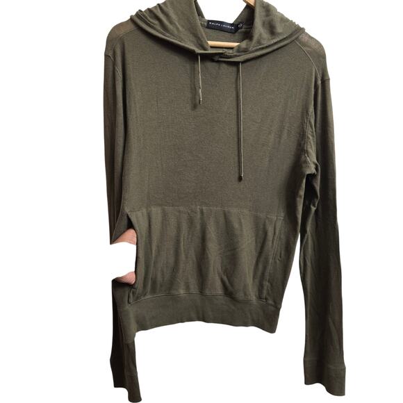 Ralph Lauren Black Label Mens Preppy Timeless Casual Waffle Knit Green Hoodie M - Picture 4 of 12